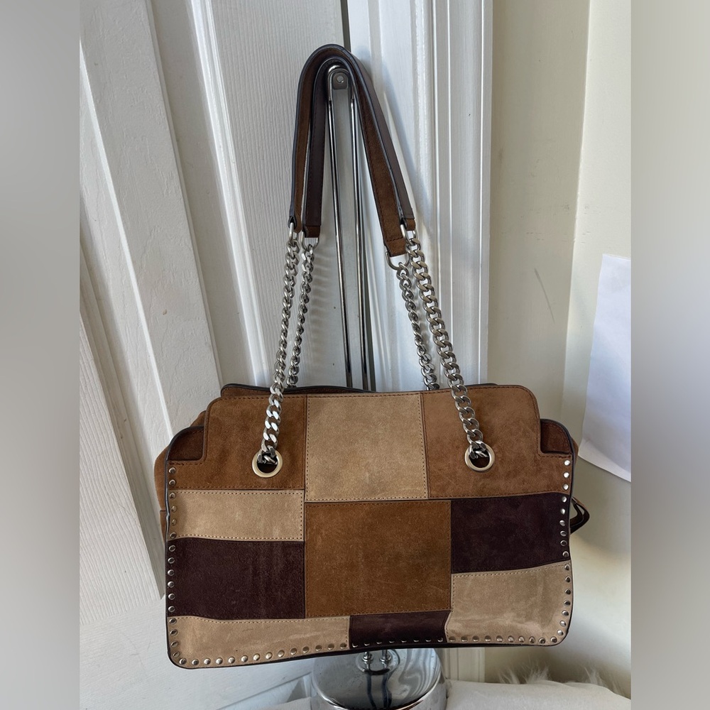 Michael Kors Suede Patchwork Studded Shoulder Bag… - image 4